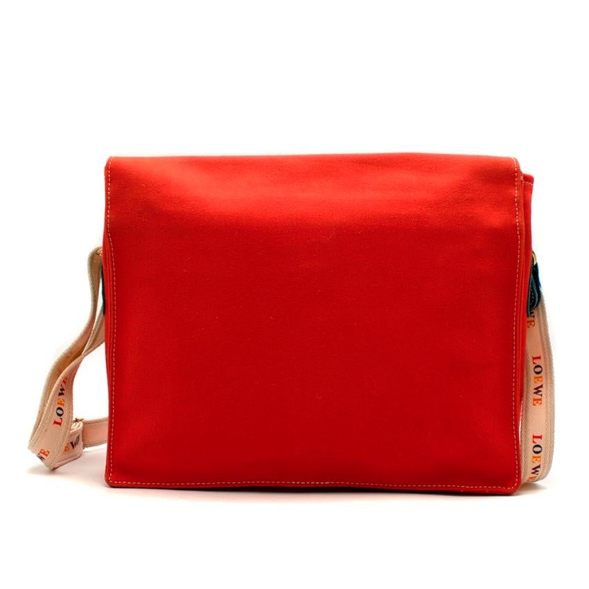 Loewe Red Canvas Vintage Messenger Bag 1