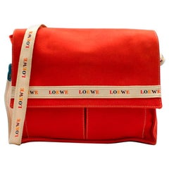 Loewe Red Canvas Vintage Messenger Bag