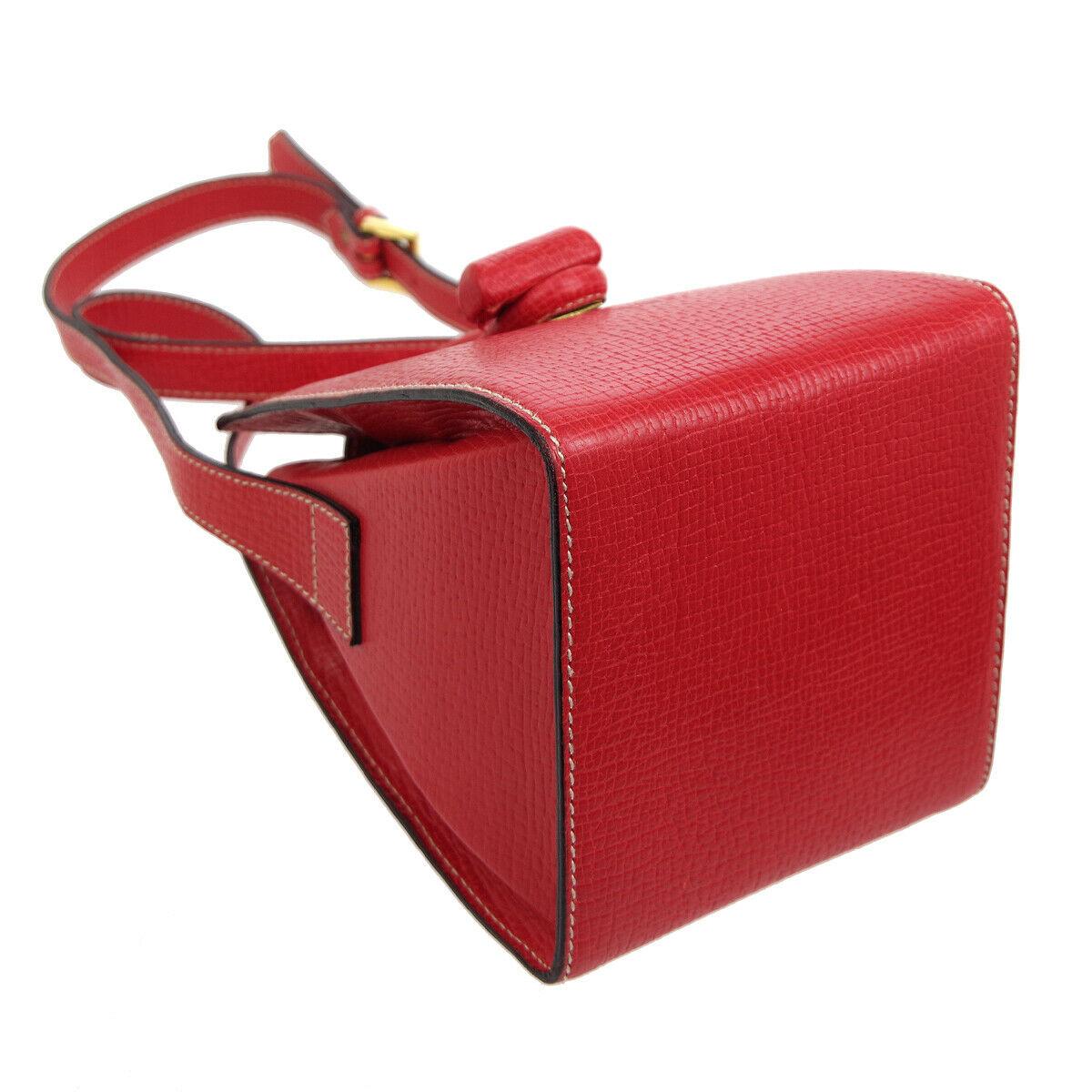 Loewe Red Leather Evening Small Box Mini Toggle Shoulder Flap Bag In Good Condition In Chicago, IL
