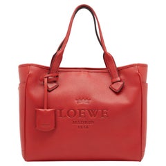 Used Loewe Red Leather Heritage Tote