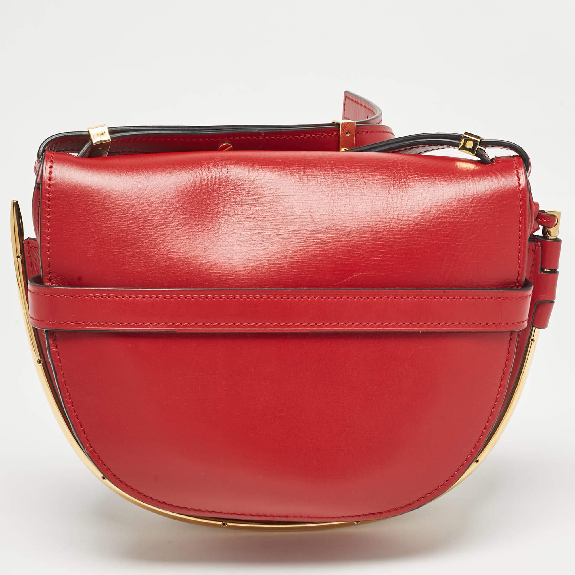 Women's Loewe Red Leather Metal Gate Shoulder Bag