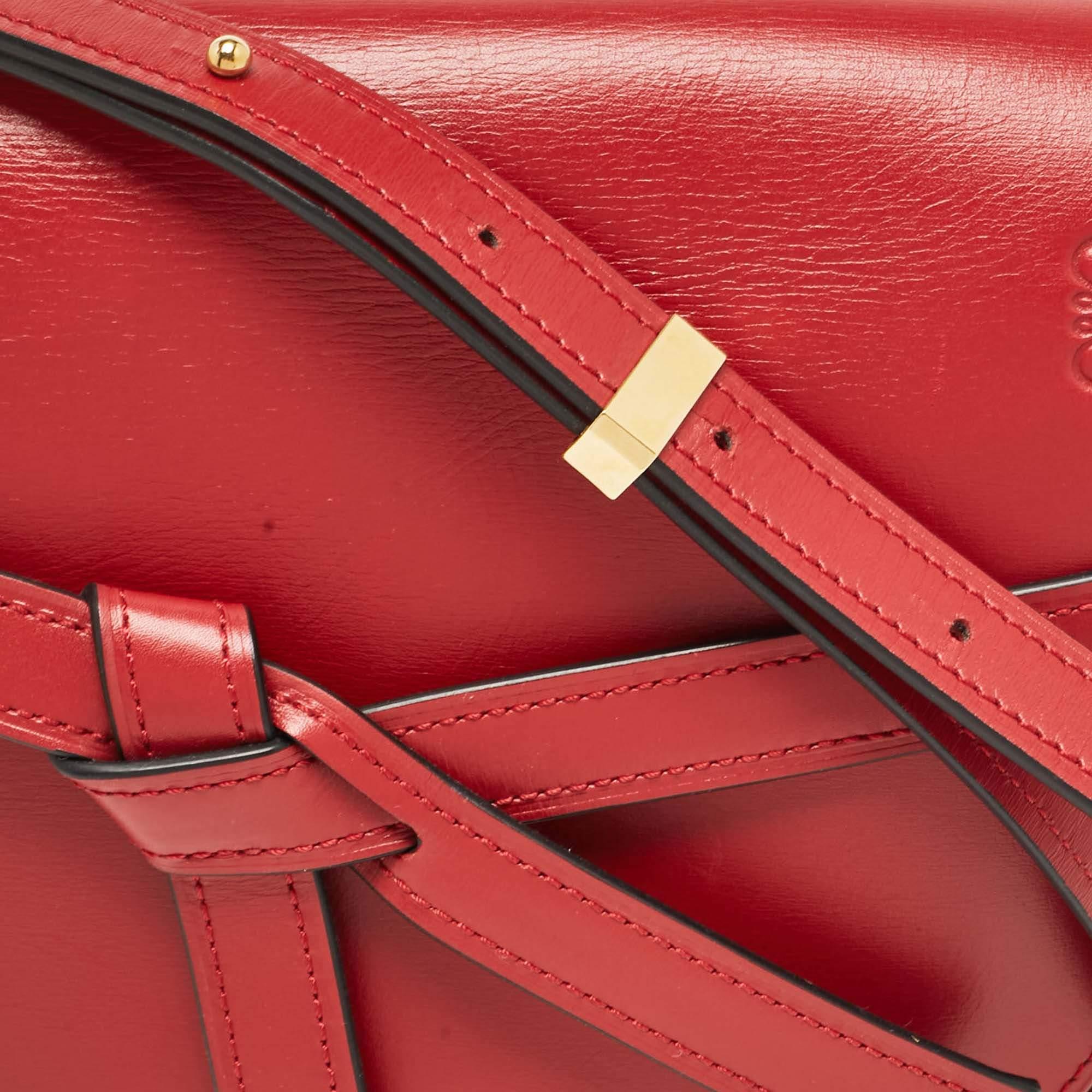 Loewe Red Leather Metal Gate Shoulder Bag 1