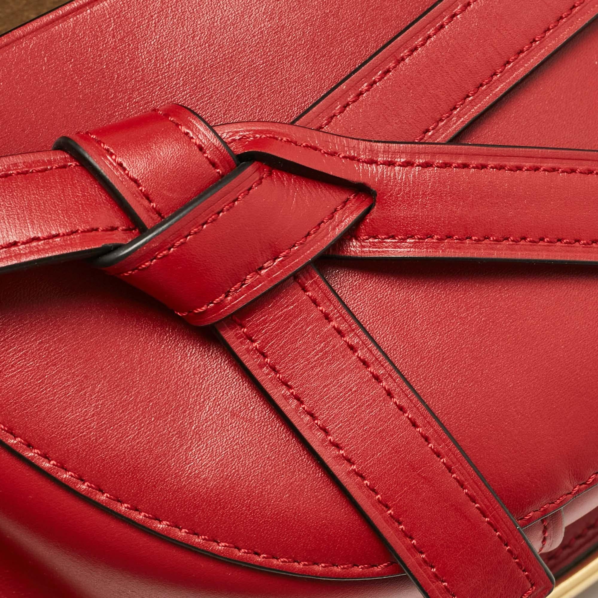 Loewe Red Leather Metal Gate Shoulder Bag 2