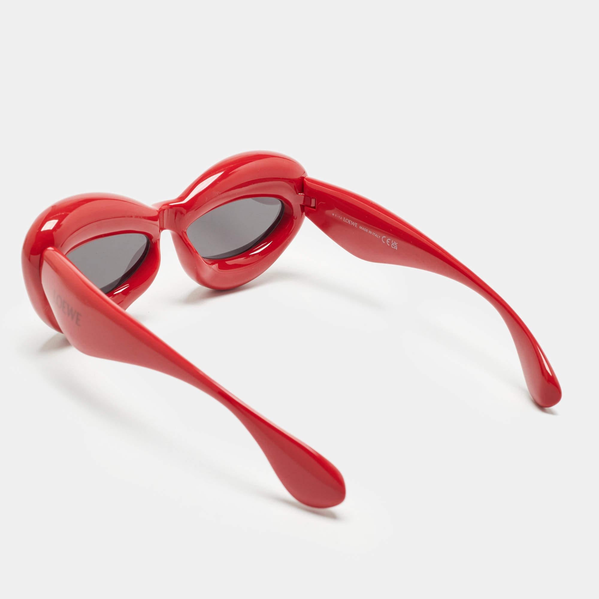 Brown Loewe Red LW400971 Inflated Cat Eye Sunglasses