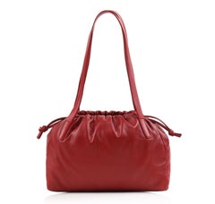 LOEWE Red Napa Leather Drawstring Top Dual Handle Shoulder Hobo Bag