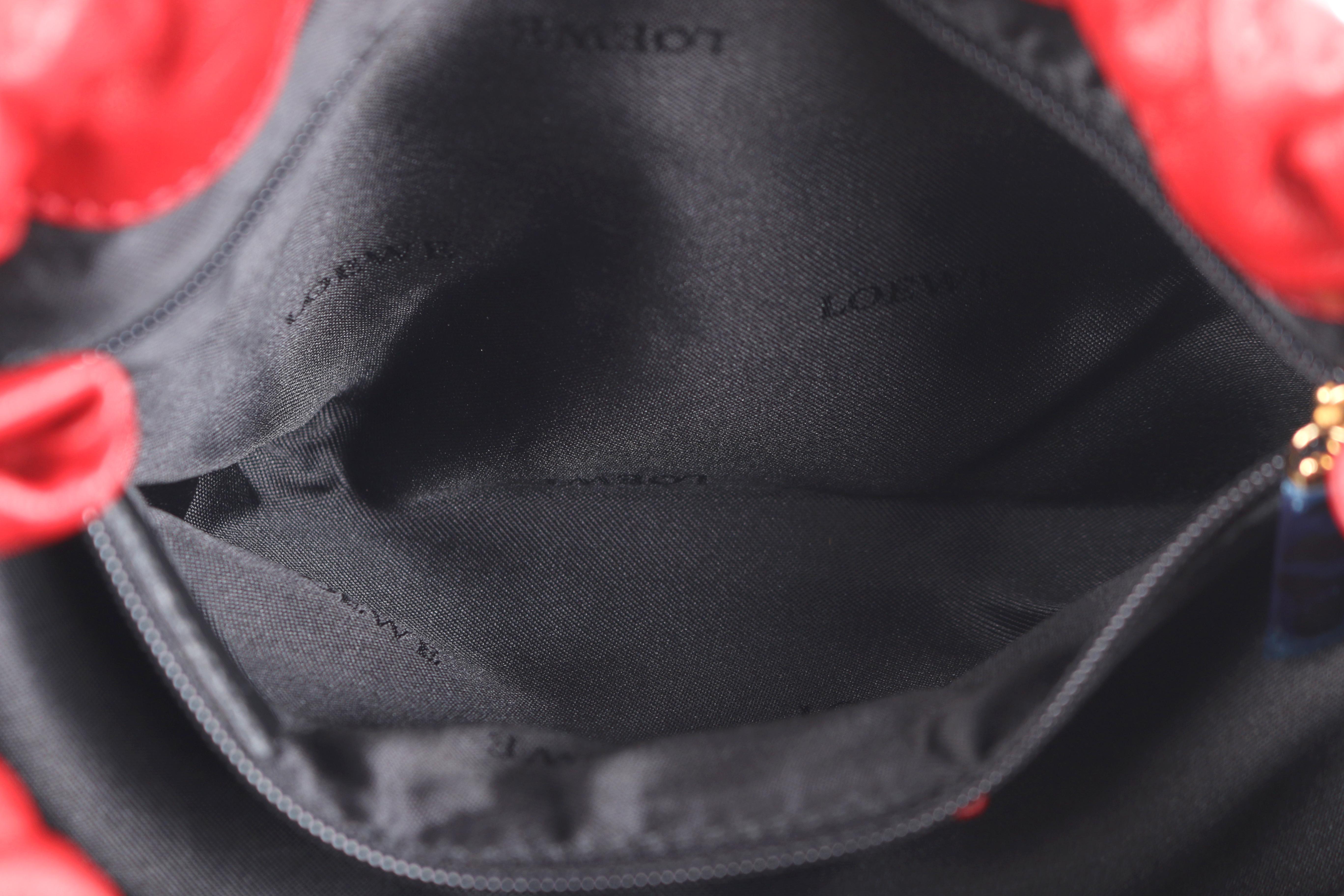 LOEWE Red Napa Leather Drawstring Top Dual Handle Shoulder Hobo Bag 1