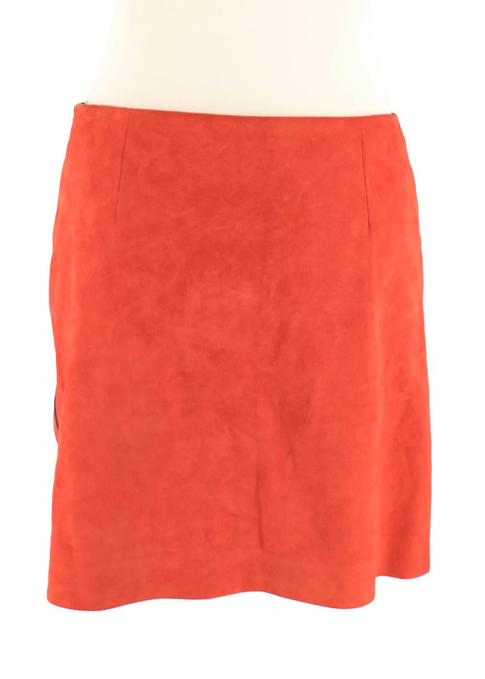 Loewe Red Suede Cyborg Mini Skirt - Size US 4 For Sale 3