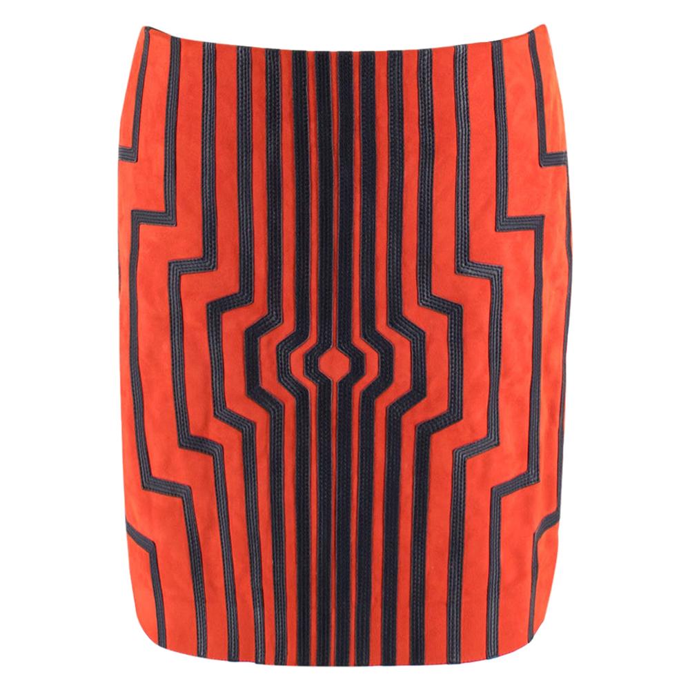 Loewe Red Suede Cyborg Mini Skirt - Size US 4 For Sale