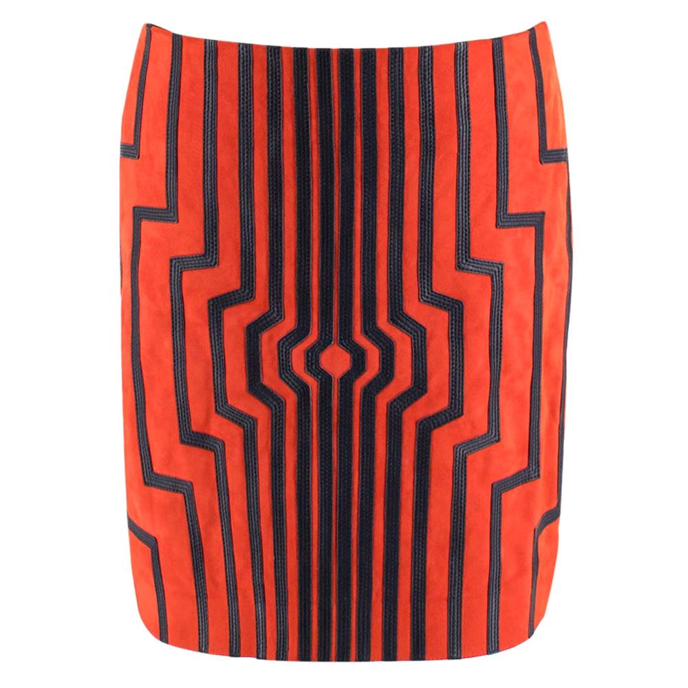 Loewe Red Suede Cyborg Mini Skirt - Size US 4 For Sale