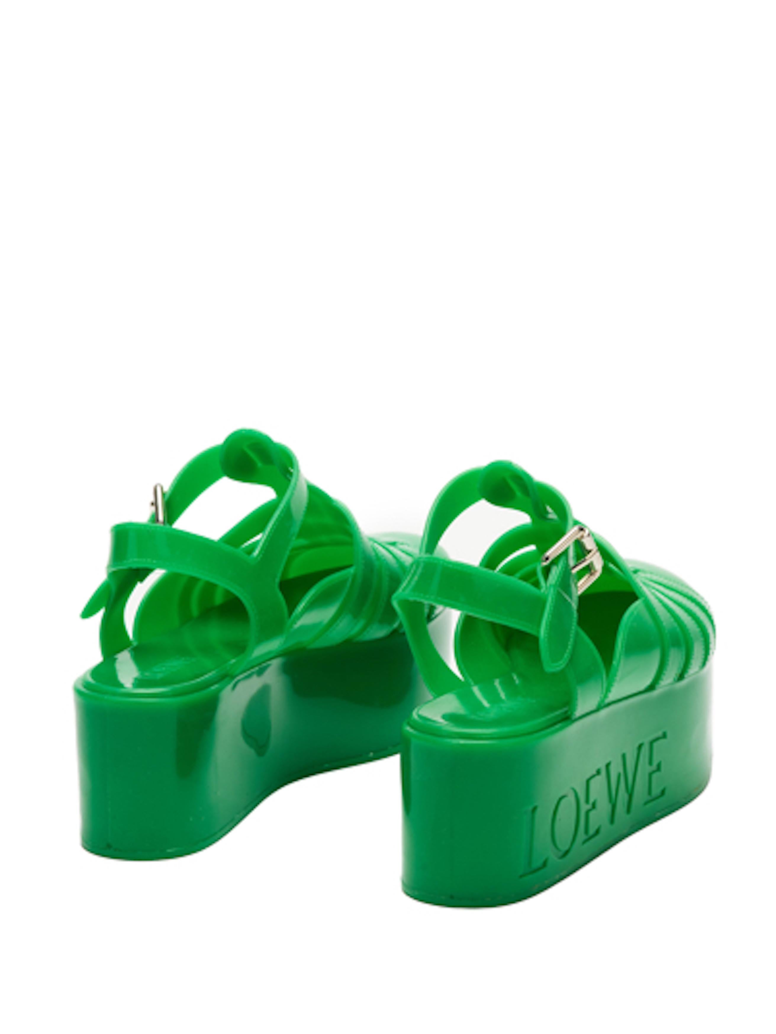 Women's Loewe Rubber Wedge in Green Sz 37 NWT