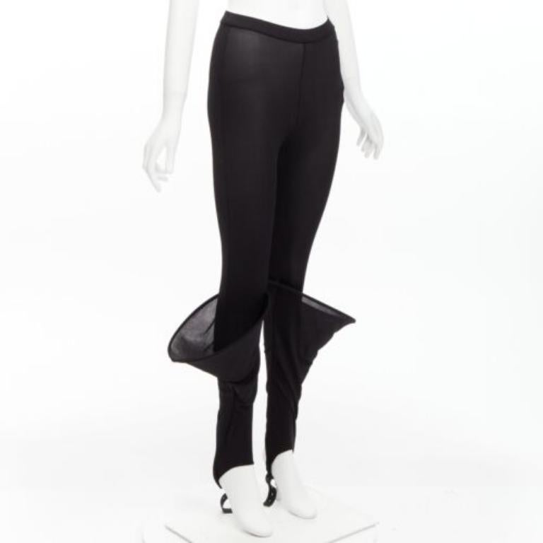 Black LOEWE Runway Hoop black 3D cuff semi sheer stirred up legging pants FR36 S For Sale