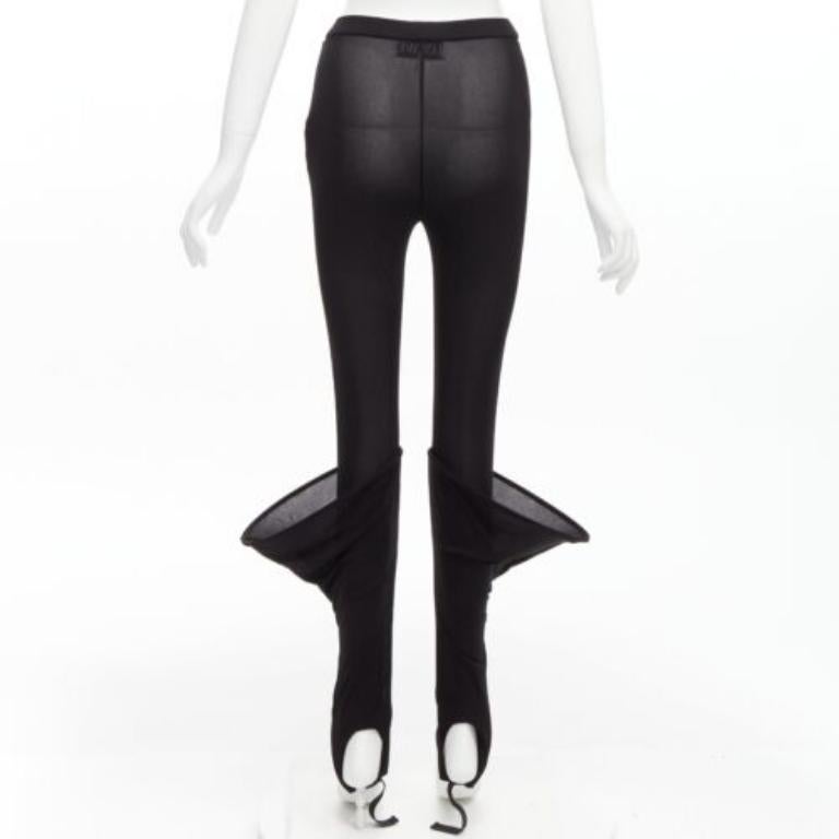Women's LOEWE Runway Hoop black 3D cuff semi sheer stirred up legging pants FR36 S For Sale