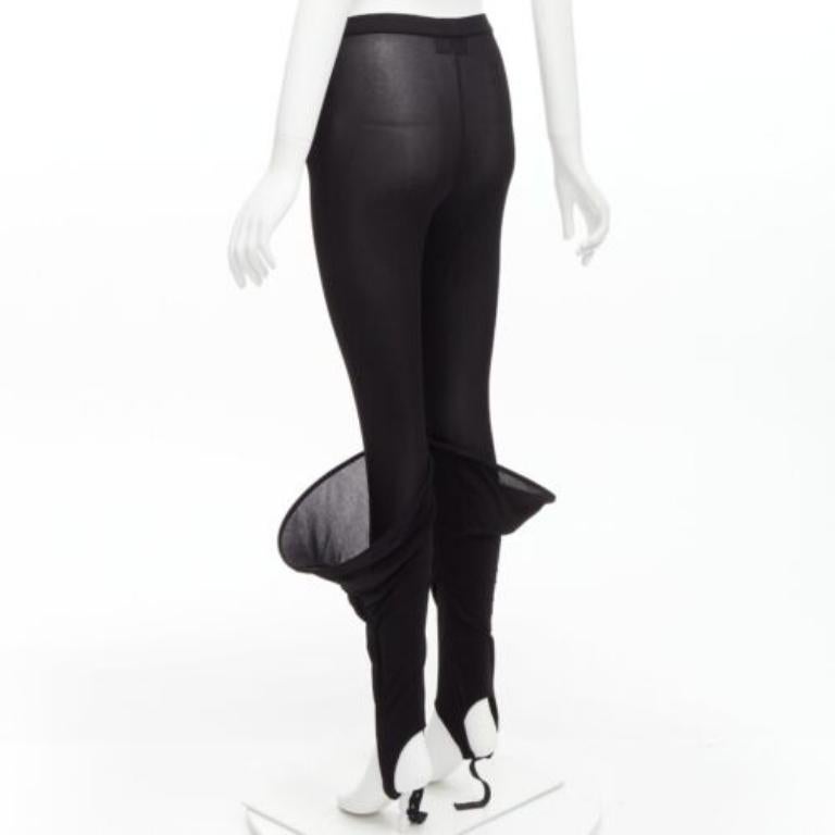 LOEWE Runway Hoop black 3D cuff semi sheer stirred up legging pants FR36 S For Sale 1