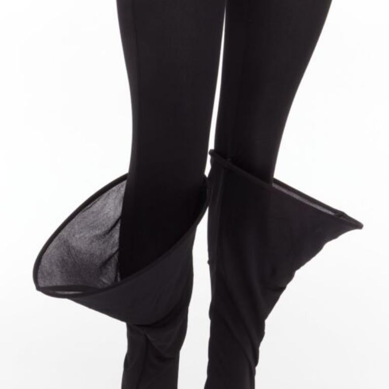 LOEWE Runway Hoop black 3D cuff semi sheer stirred up legging pants FR36 S For Sale 2