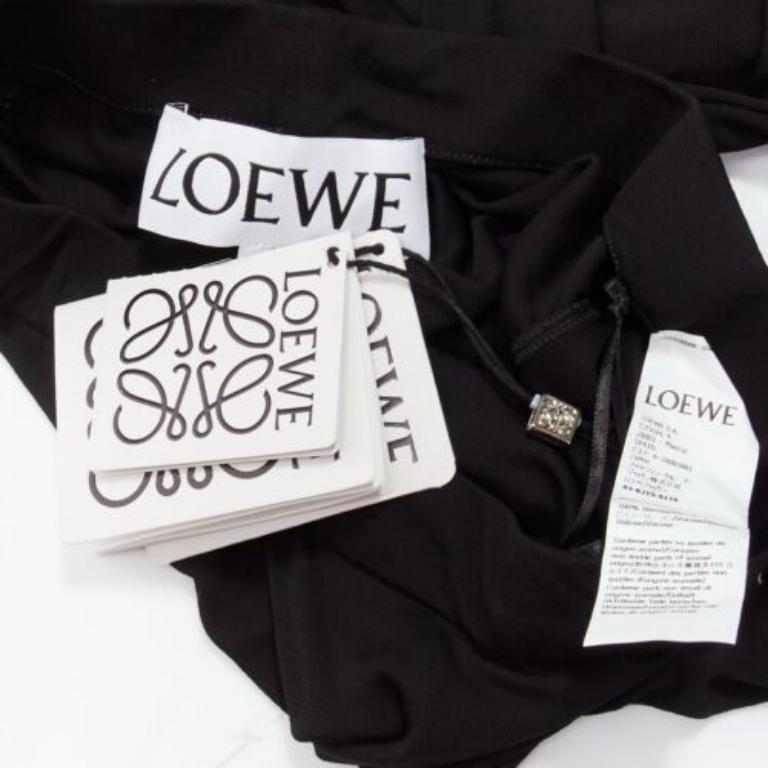 LOEWE Runway Hoop black 3D cuff semi sheer stirred up legging pants FR36 S For Sale 3