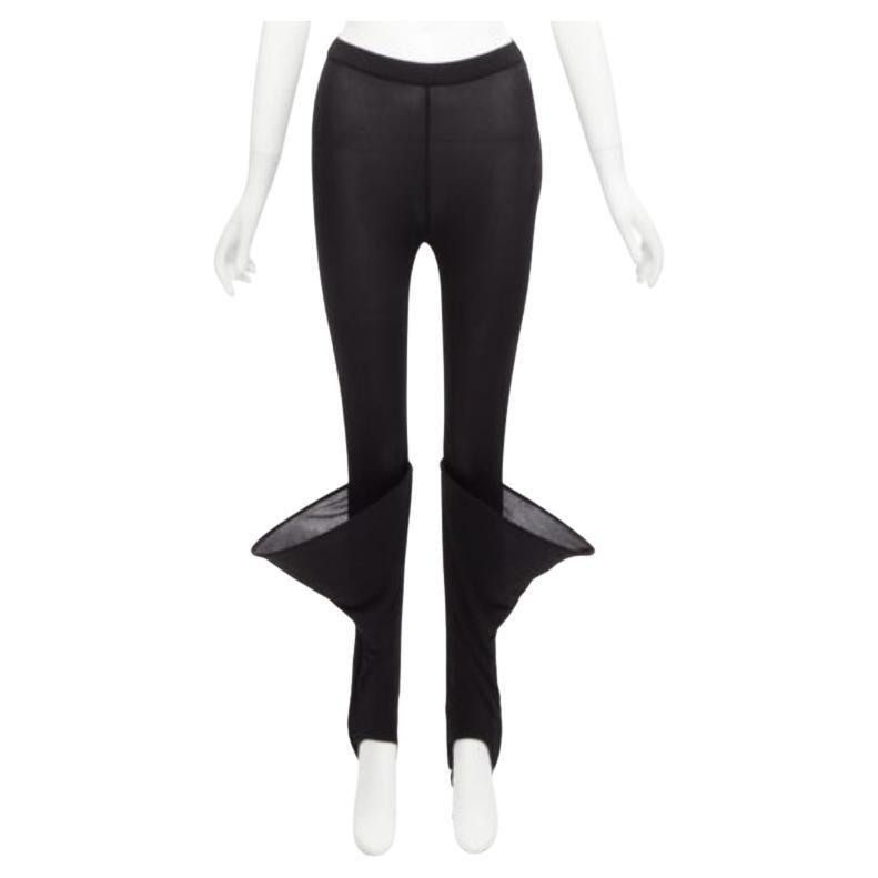 LOEWE Runway Hoop black 3D cuff semi sheer stirred up legging pants FR36 S For Sale