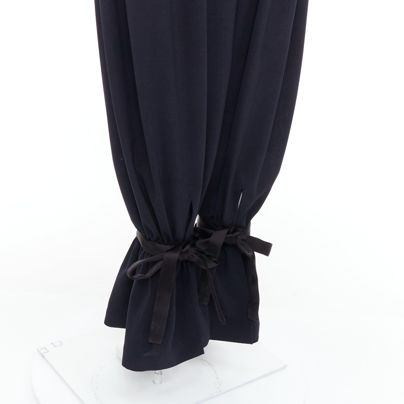 Black LOEWE Runway Rushed navy black ruffle peplum cuffed ballon pants FR36 S