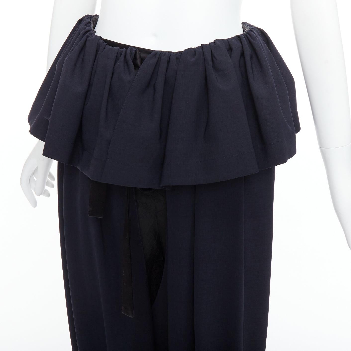 LOEWE Runway Rushed navy black ruffle peplum cuffed ballon pants FR36 S 2