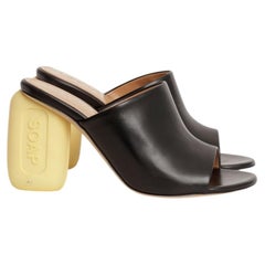 Loewe S/S 2022 Runway Soap Mule Heels in Black Leather New w/ Box