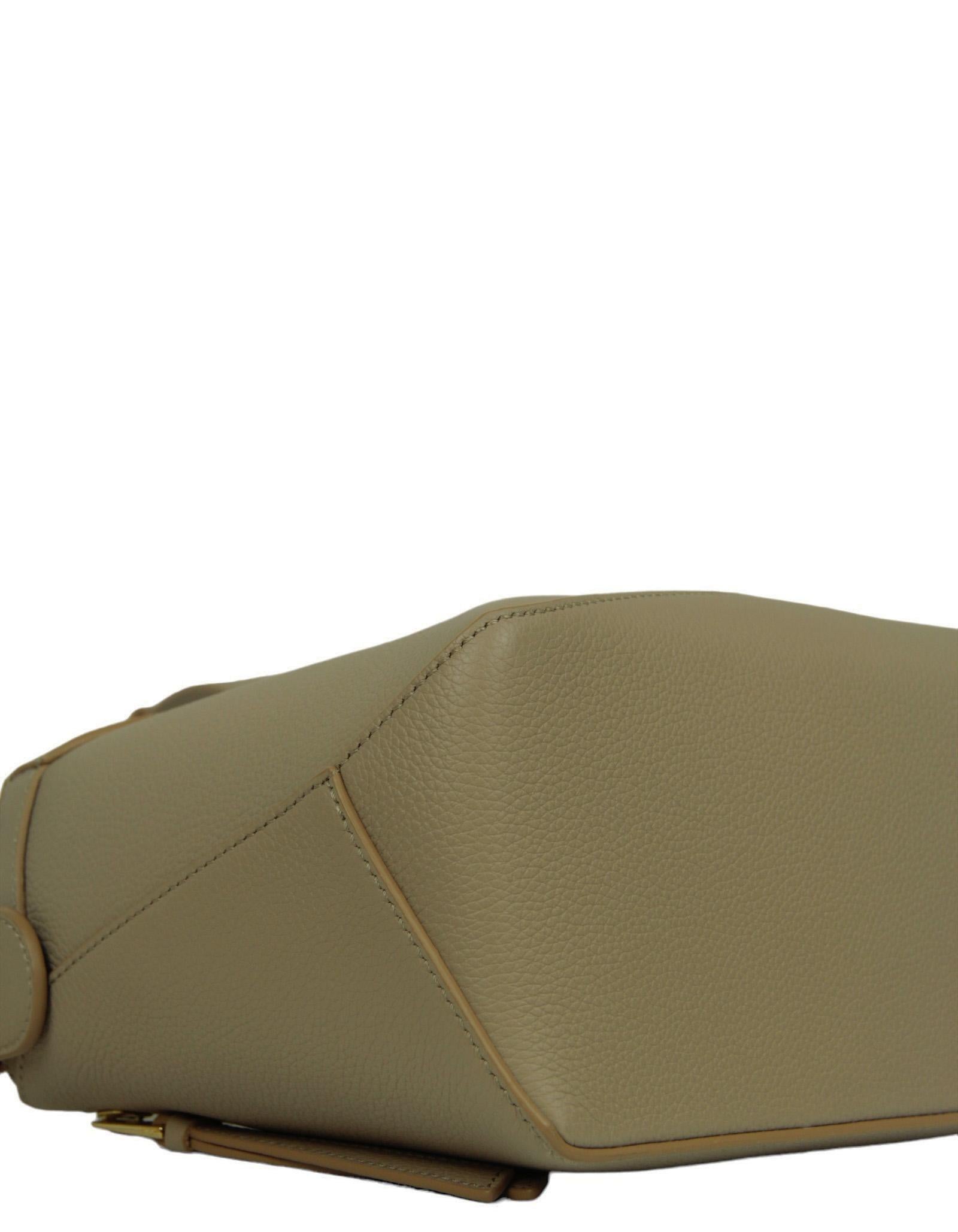 Women's Loewe Sand Beige Soft Grained Calfskin Leather Small Puzzle Bag For Sale