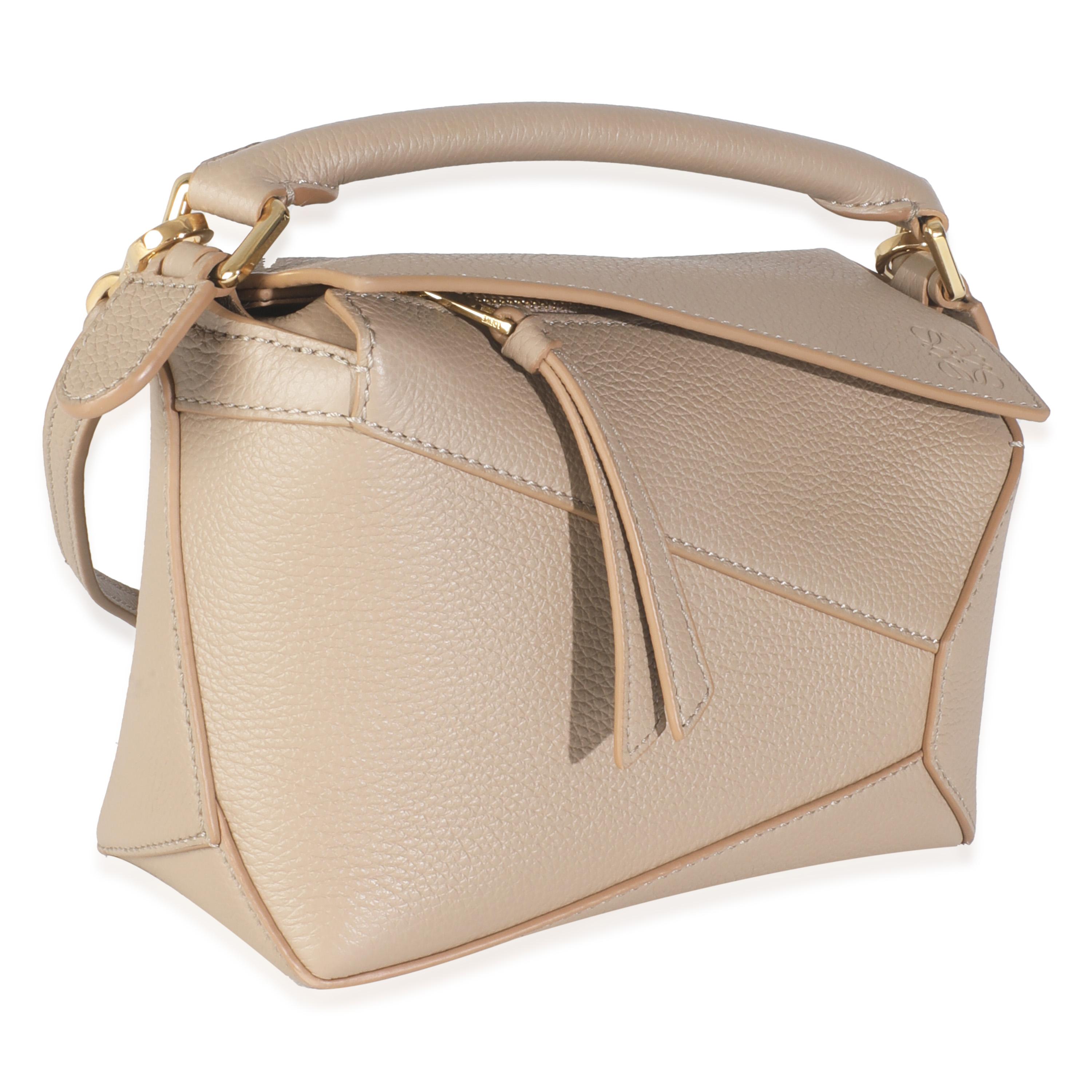 Beige Loewe Sand Calfskin Mini Puzzle Edge Bag in vendita