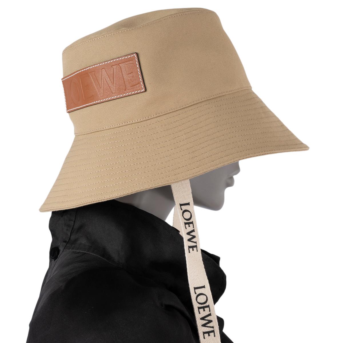 LOEWE Chapeau en toile de coton sablée TRIMÉ en cuir 59 En vente sur