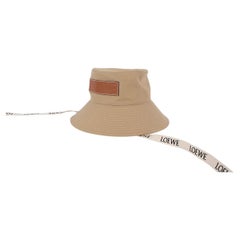 LOEWE sand cotton canvas LEATHER TRIMMED BUCKET Hat 59