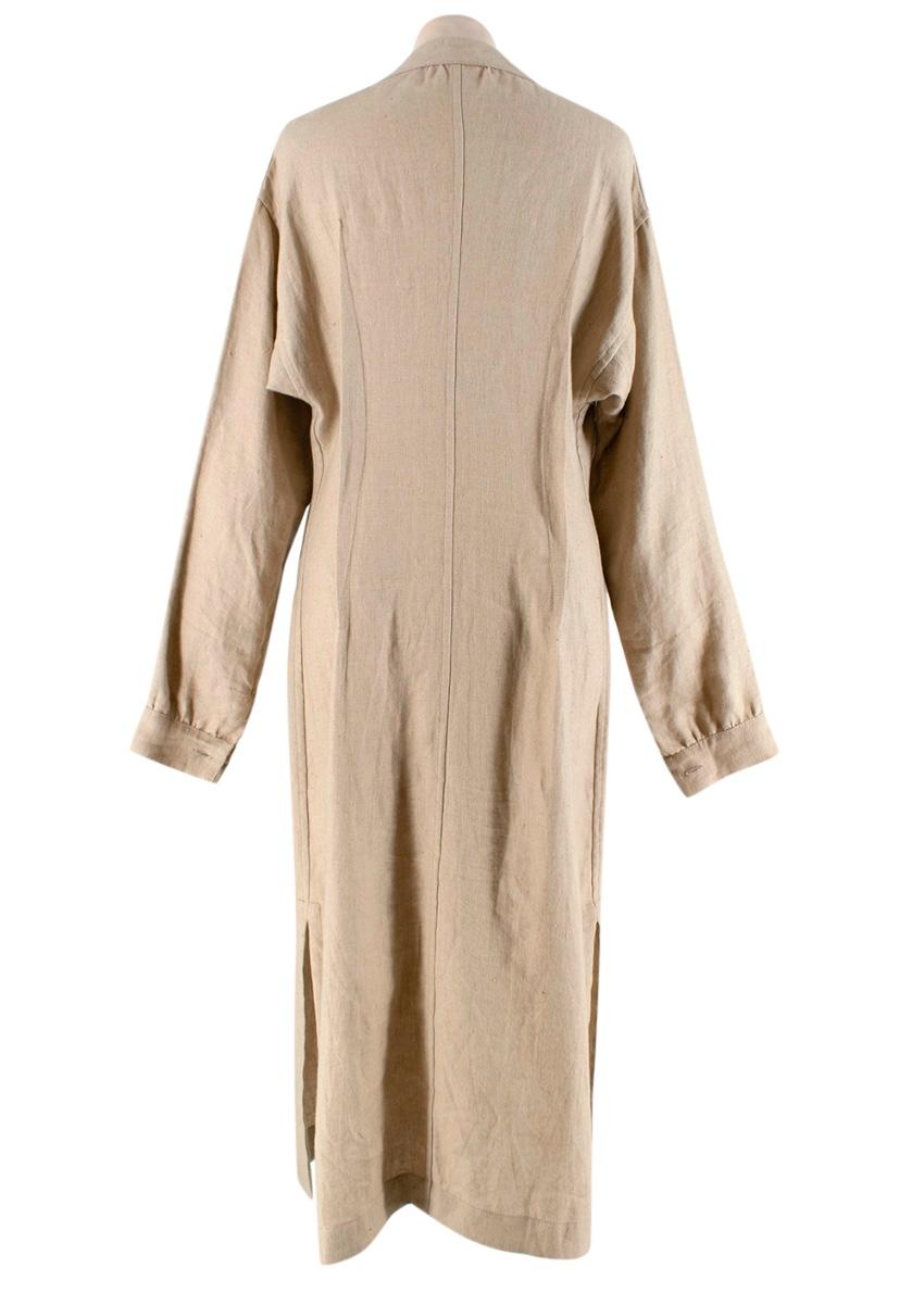 Beige Loewe Sand Linen Long-Sleeve Maxi Dress - Size US 6 For Sale