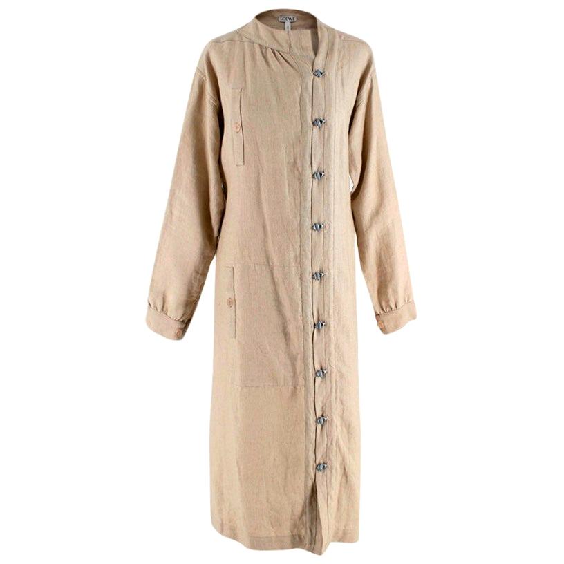 Loewe Sand Linen Long-Sleeve Maxi Dress - Size US 6 For Sale