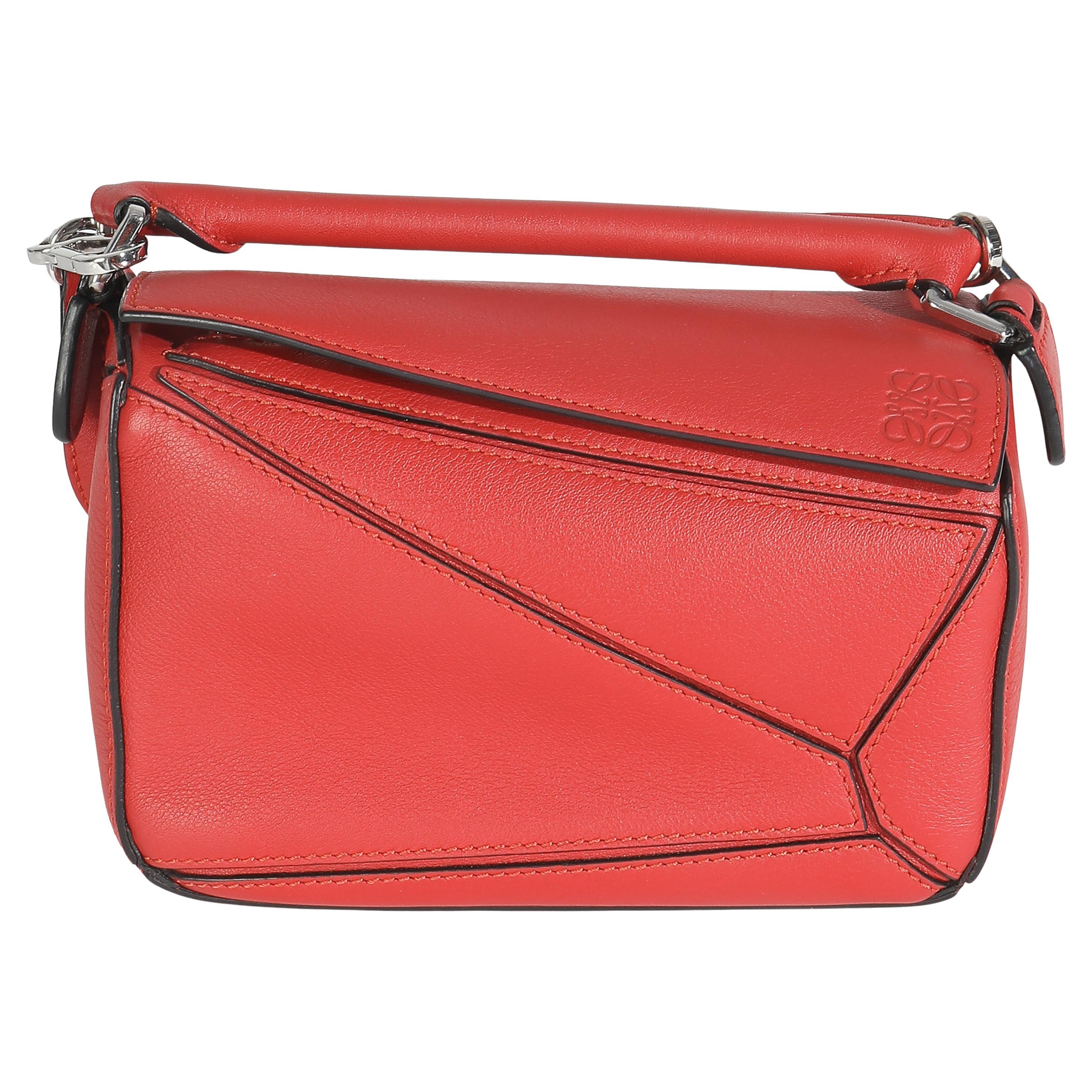 Loewe Scarlet Calfskin Mini Puzzle Bag