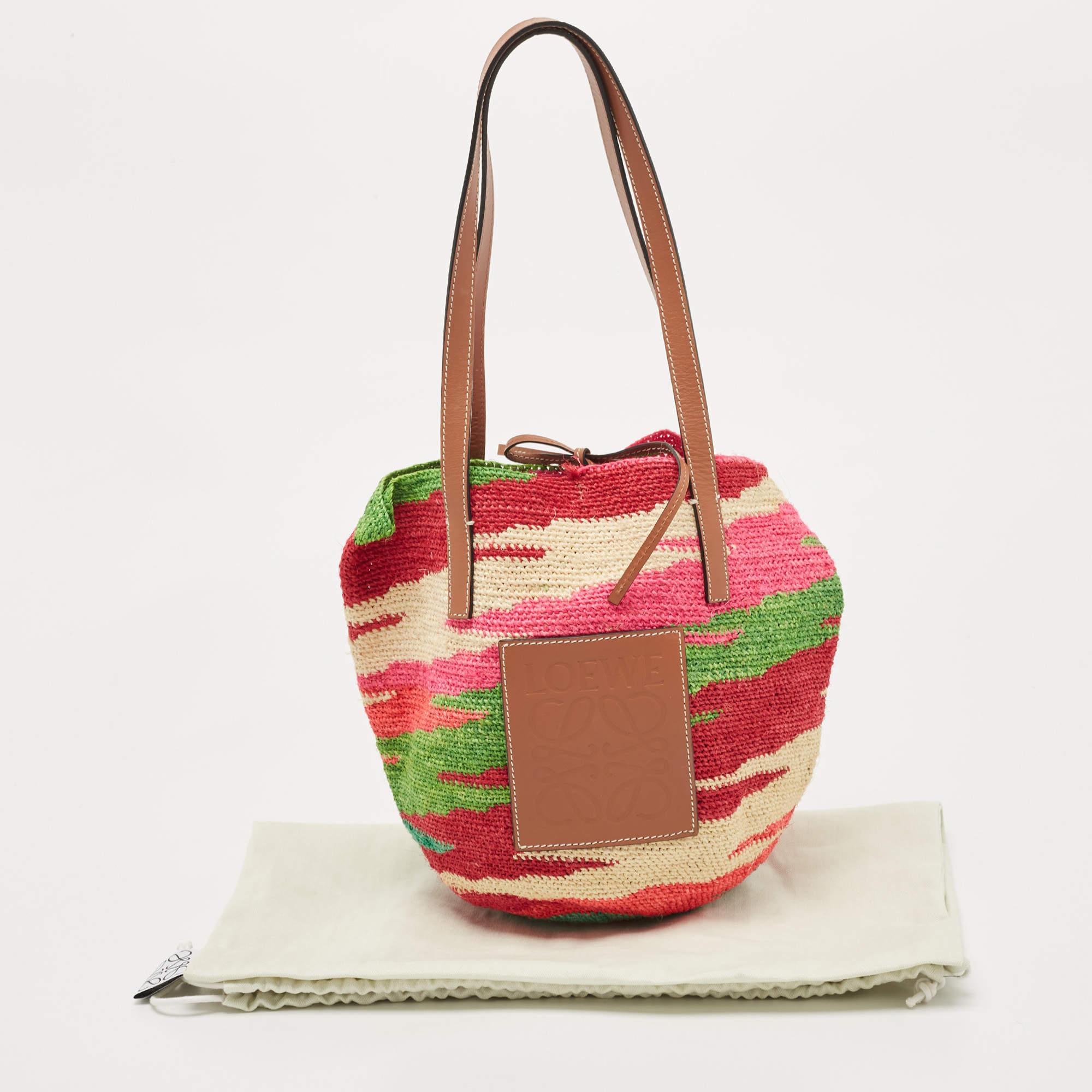 LOEWE Shigra Pattern Woven Straw Basket Bag 3