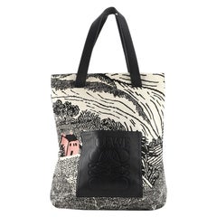 Loewe Shopper Tote Printed Canvas with Leather North South
