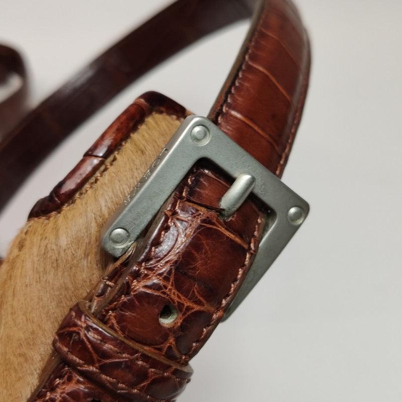 Loewe Shoulder Bag Pony-style Calfskin Crocodile Leather Strap 5