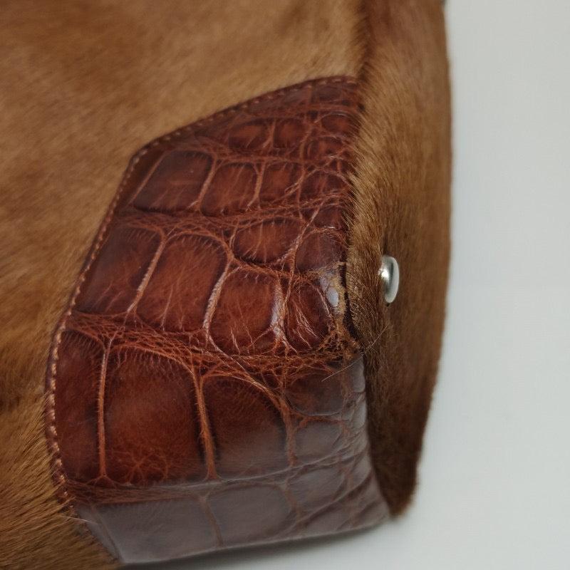 Loewe Shoulder Bag Pony-style Calfskin Crocodile Leather Strap 9