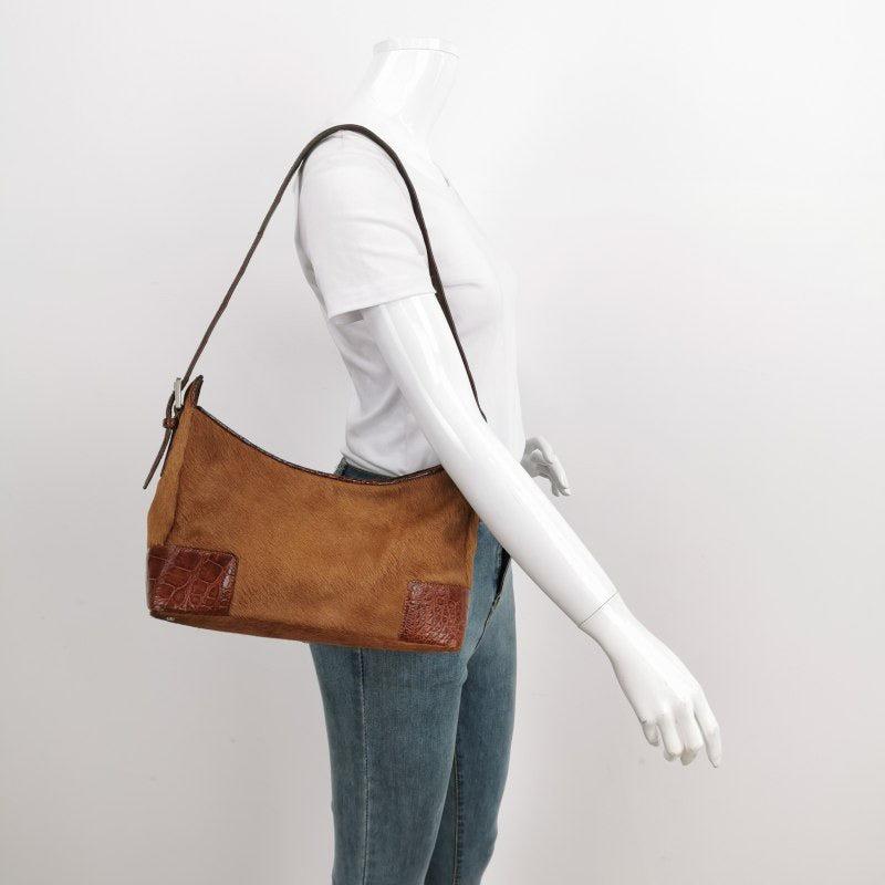 Loewe Shoulder Bag Pony-style Calfskin Crocodile Leather Strap
 These are professional photos of the actual bag offered
 
 CONDITION: VERY GOOD
 Light rubbing and stains on the corners, base. Cracks on the shoulder strap. 
 DETAILS:
 
 Loewe
