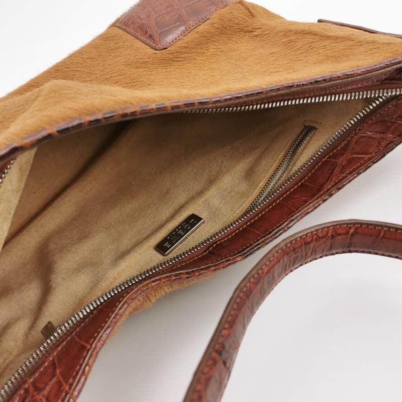 Loewe Shoulder Bag Pony-style Calfskin Crocodile Leather Strap 1