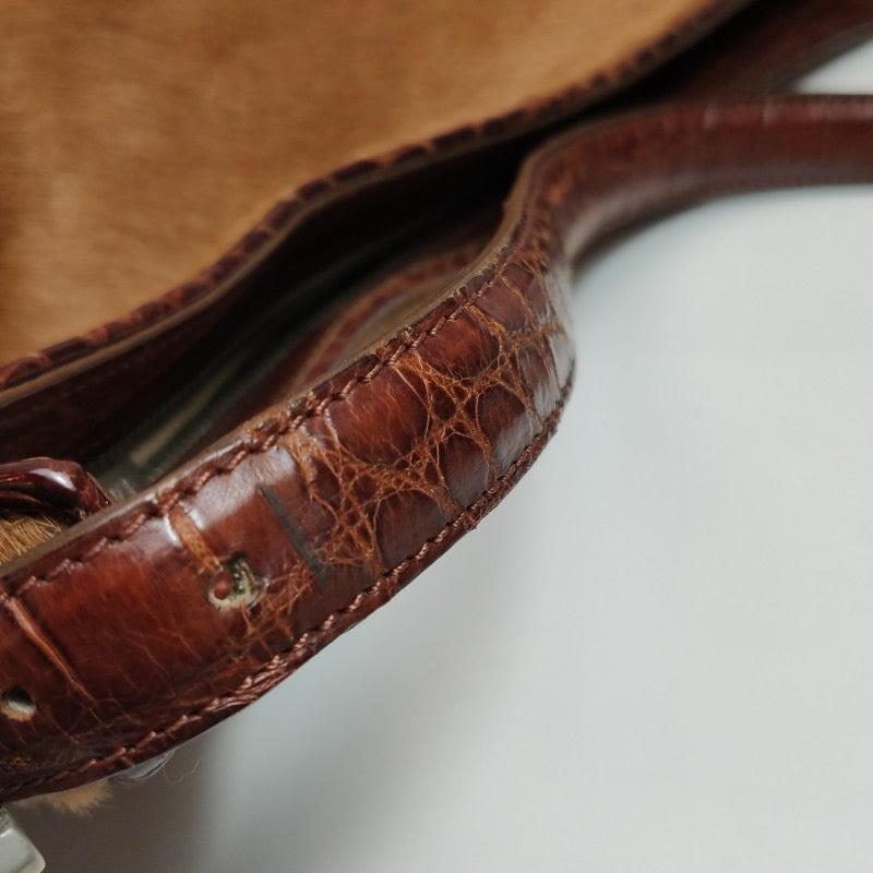 Loewe Shoulder Bag Pony-style Calfskin Crocodile Leather Strap 2