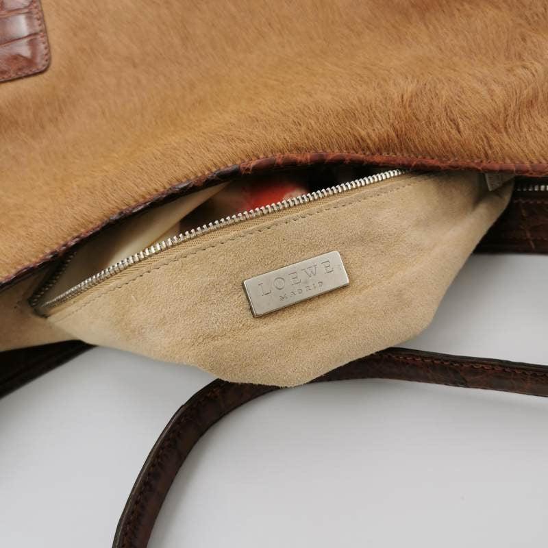 Loewe Shoulder Bag Pony-style Calfskin Crocodile Leather Strap 4