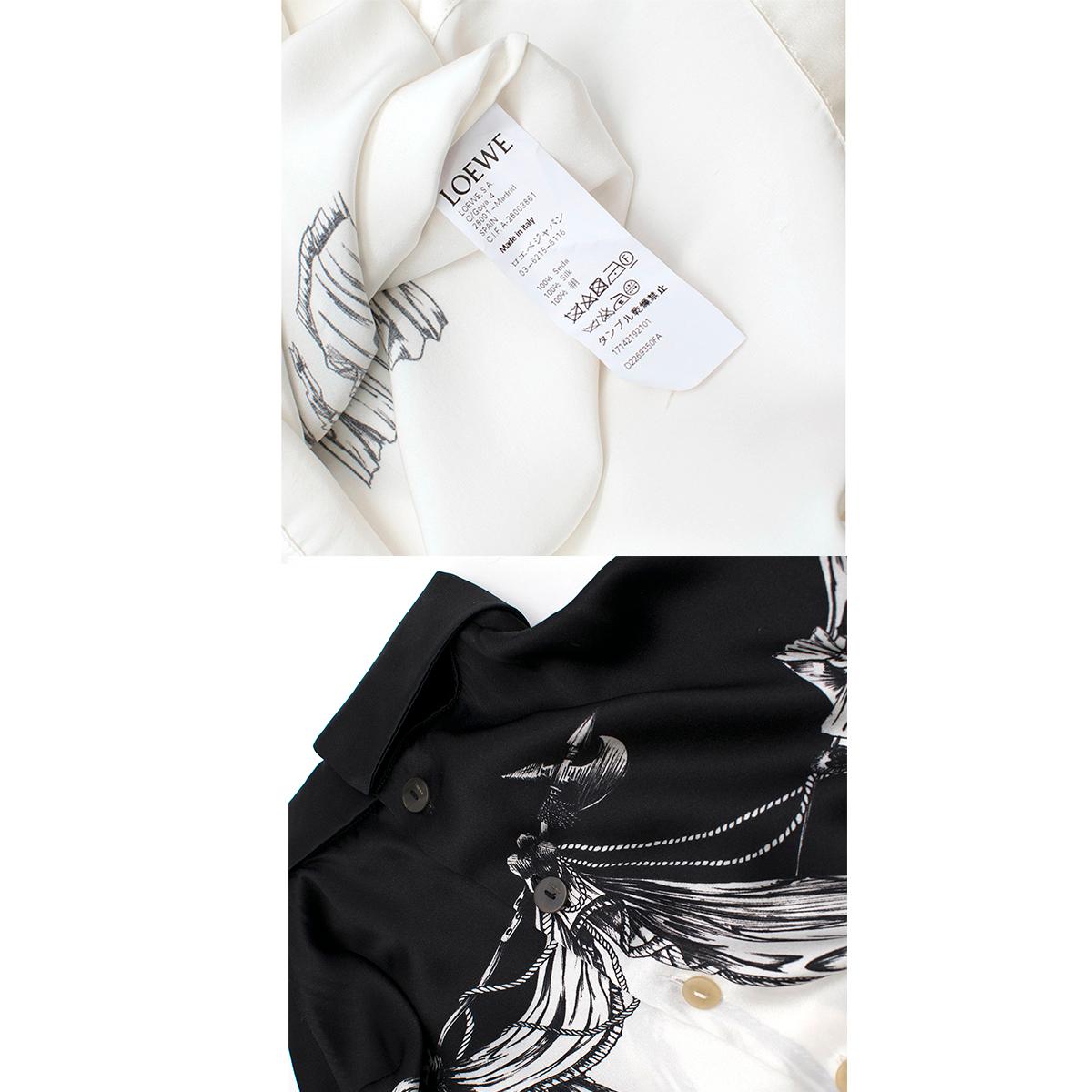 Loewe Silk Black & White Drape Print Button Back Top estimated SIZE L 1