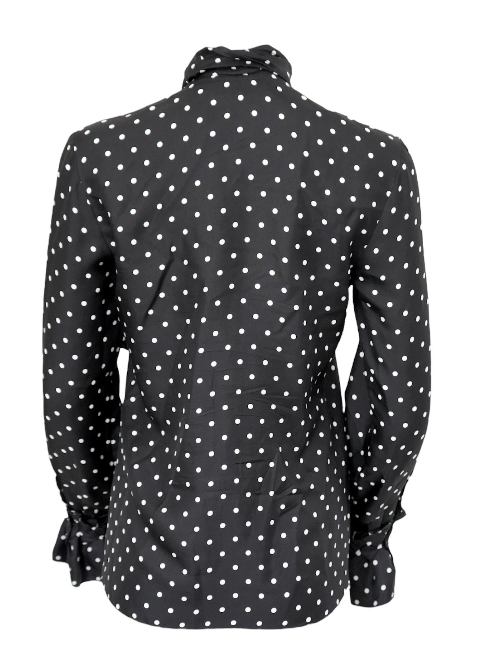 LOEWE Silk Polka-dot Long Sleeve Top  In Excellent Condition For Sale In Beverly Hills, CA