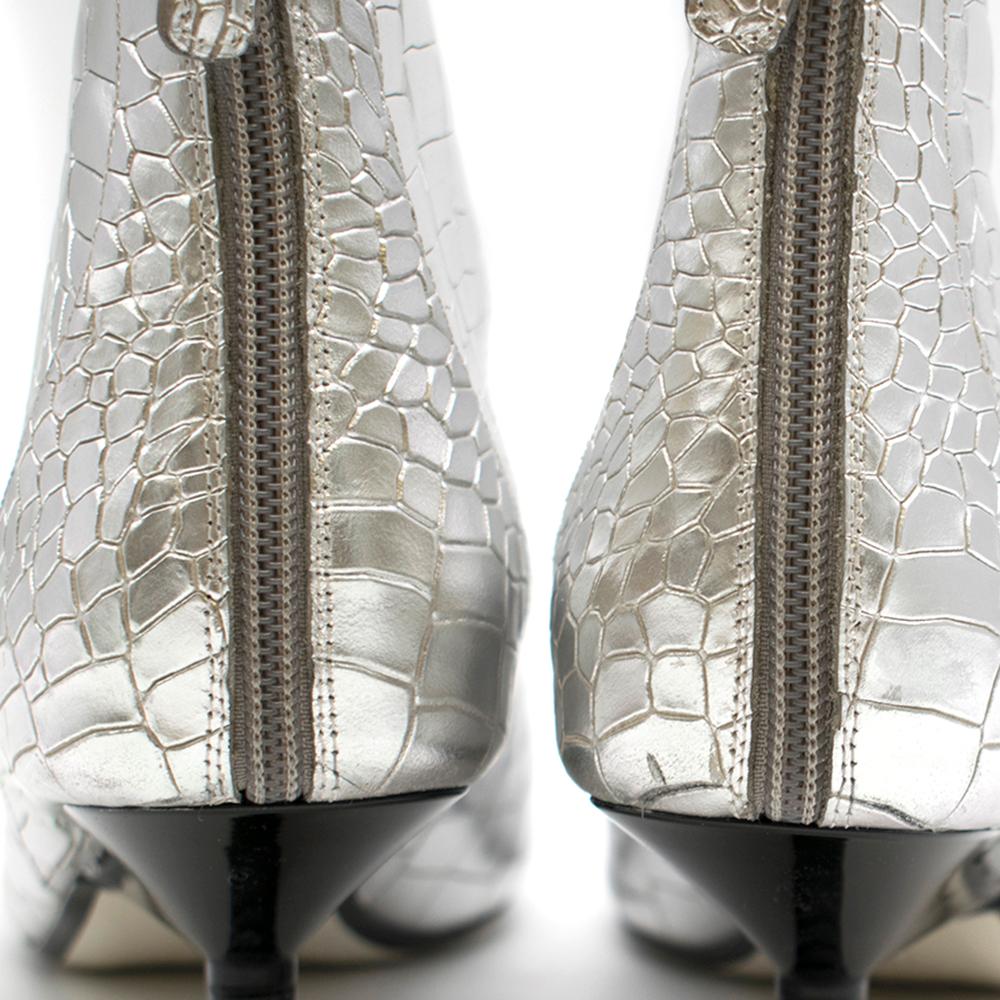silver designer square toe boots