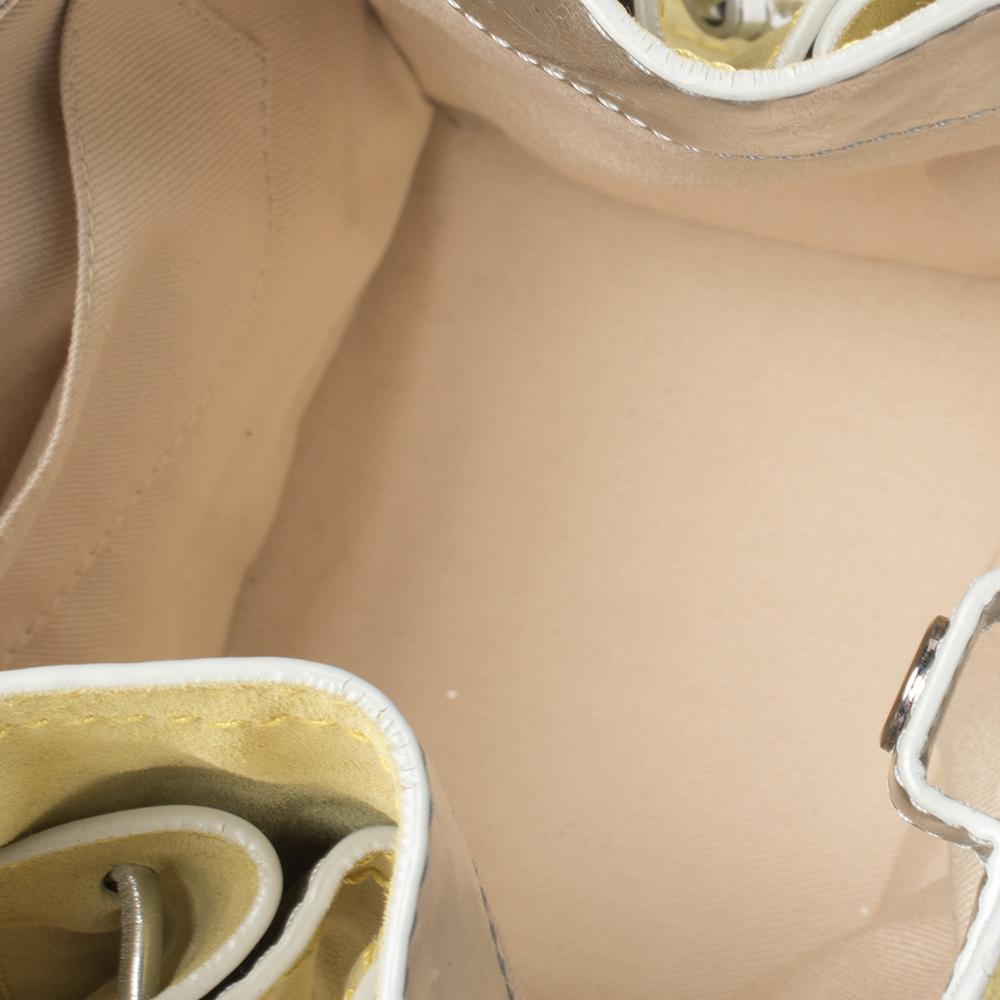 Loewe Silver/Yellow Leather and Suede Drawstring Bag 6