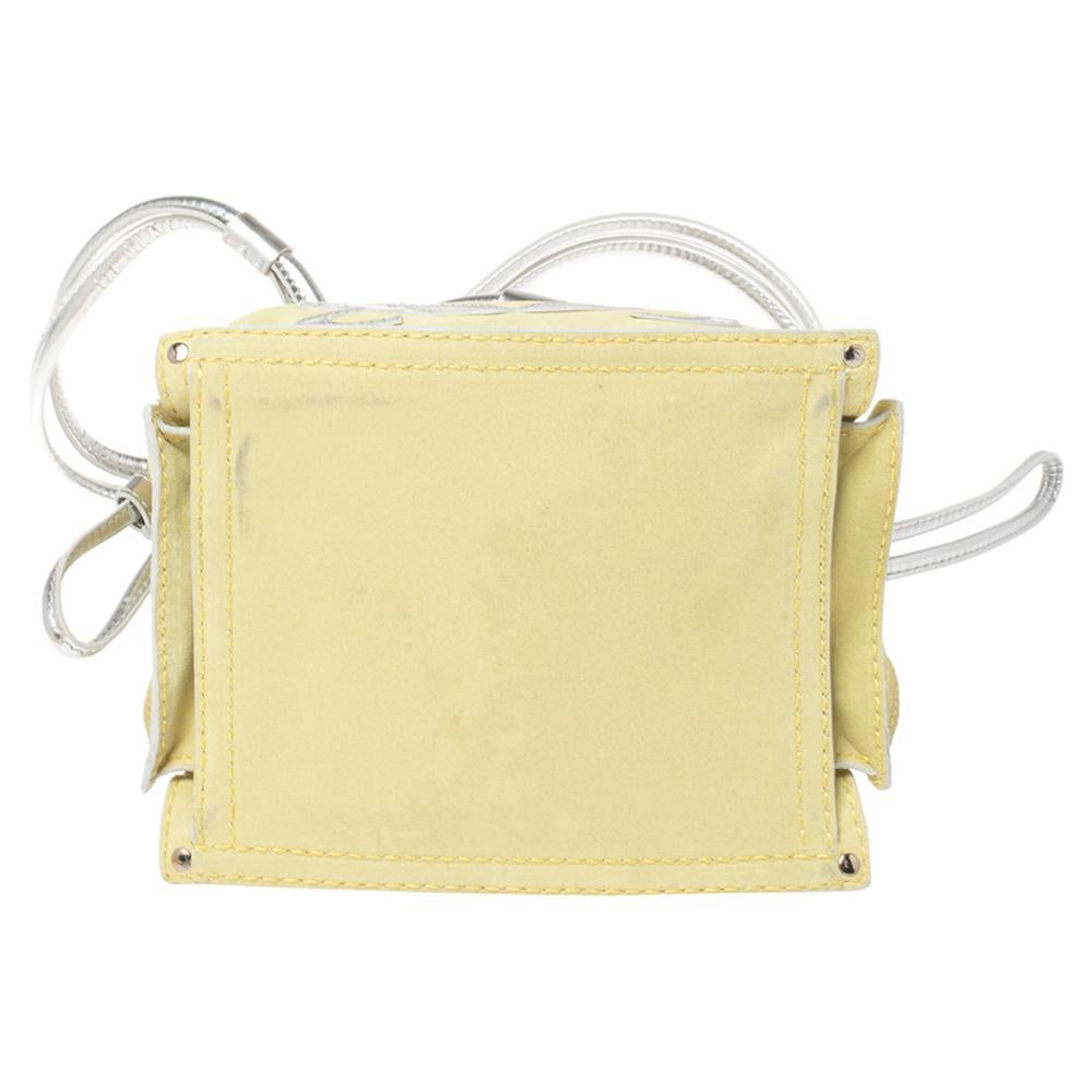 Women's Loewe Silver/Yellow Leather and Suede Drawstring Bag
