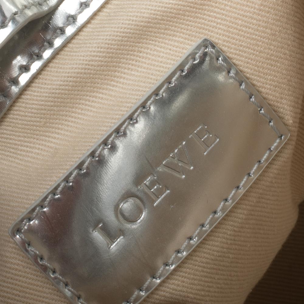 Loewe Silver/Yellow Leather and Suede Drawstring Bag 1