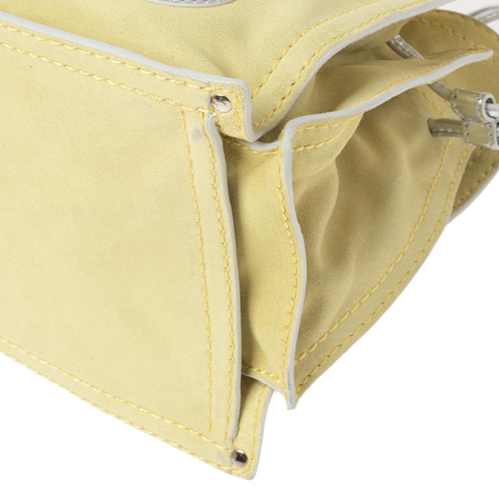 Loewe Silver/Yellow Leather and Suede Drawstring Bag 4