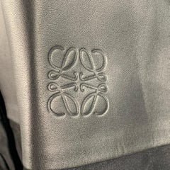 LOEWE Size 2 Black Leather Mixed Materials Lambskin Leather Jacket Blazer