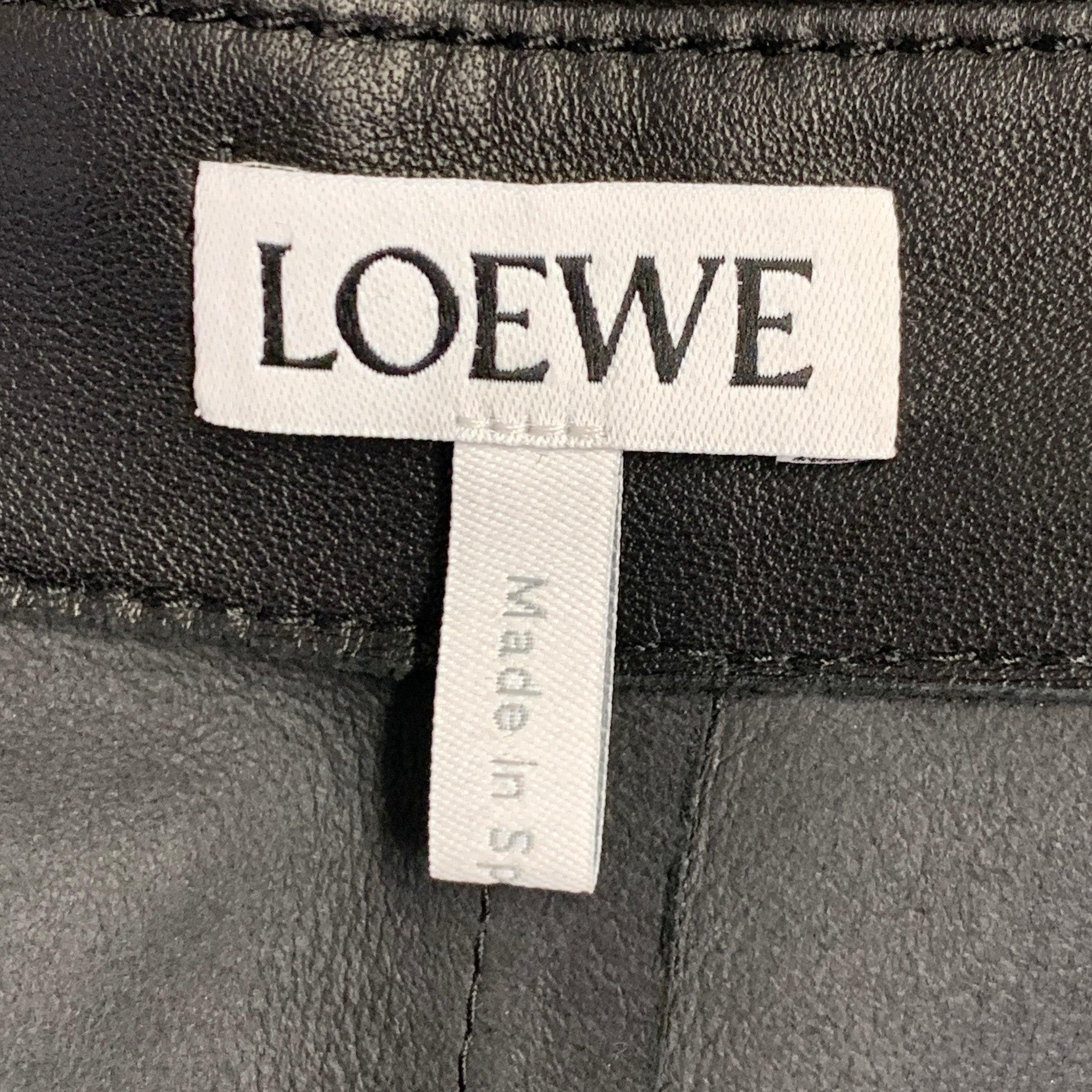 LOEWE Size 2 Black Leather Mixed Materials Lambskin Leather Jacket Blazer 2