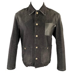 LOEWE Size 34 Grey Patch Cotton Chore Jacket