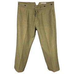 LOEWE Size 38 Olive Cotton Button Fly Back Belt Casual Pants