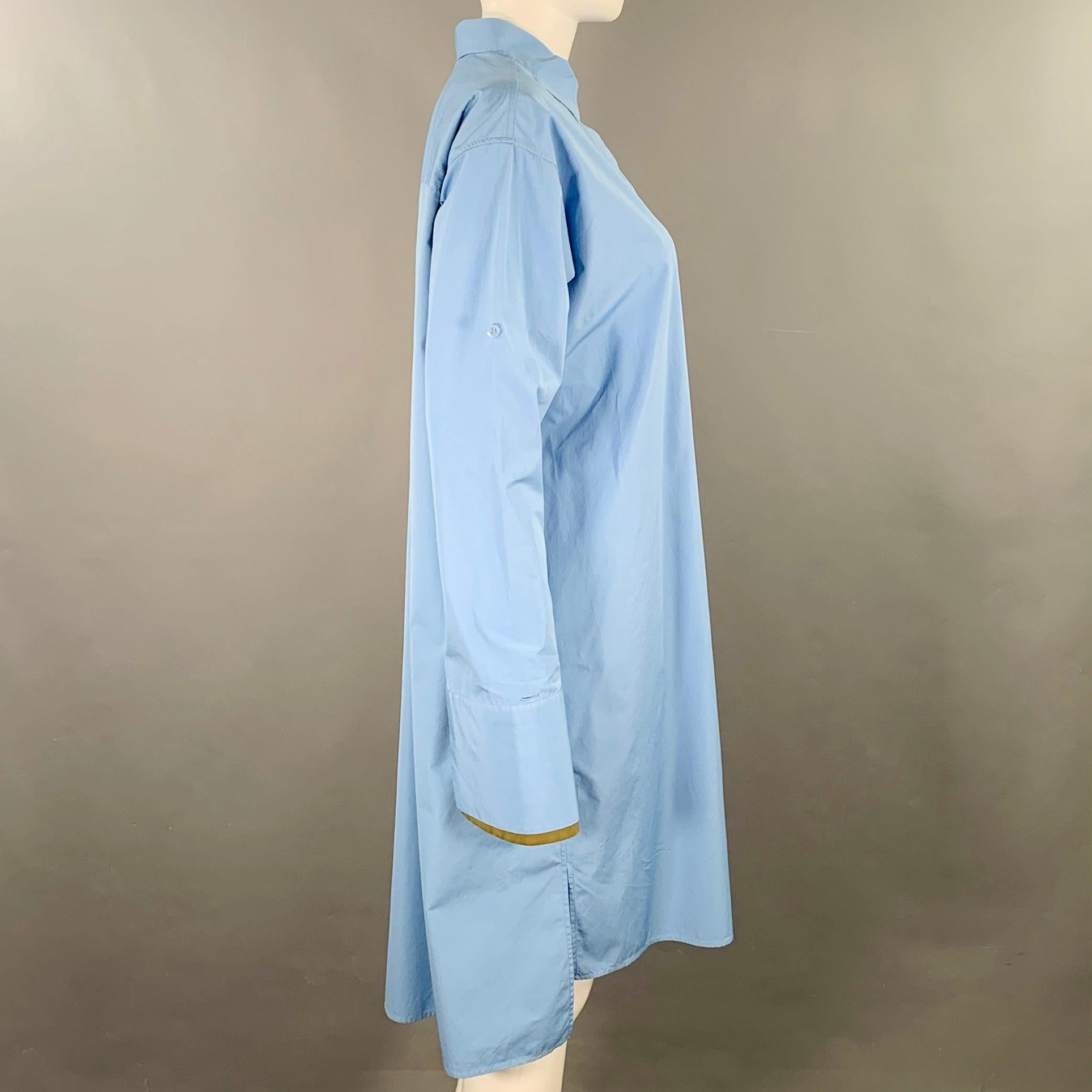 LOEWE Size 4 Blue Olive Cotton Mixed Fabrics Shirt Dress In Excellent Condition In San Francisco, CA
